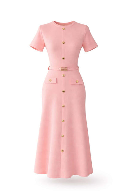 Vestido punto con cinturón
