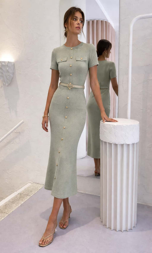 Vestido punto con cinturón