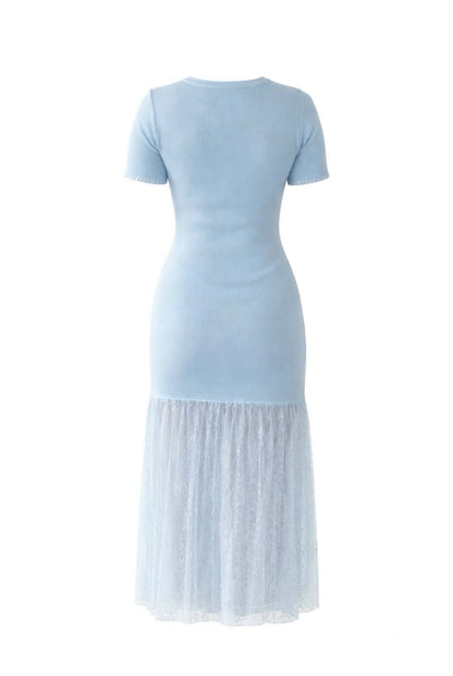 Vestido punto combinado encaje