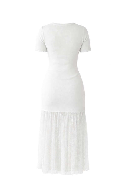 Vestido punto combinado encaje