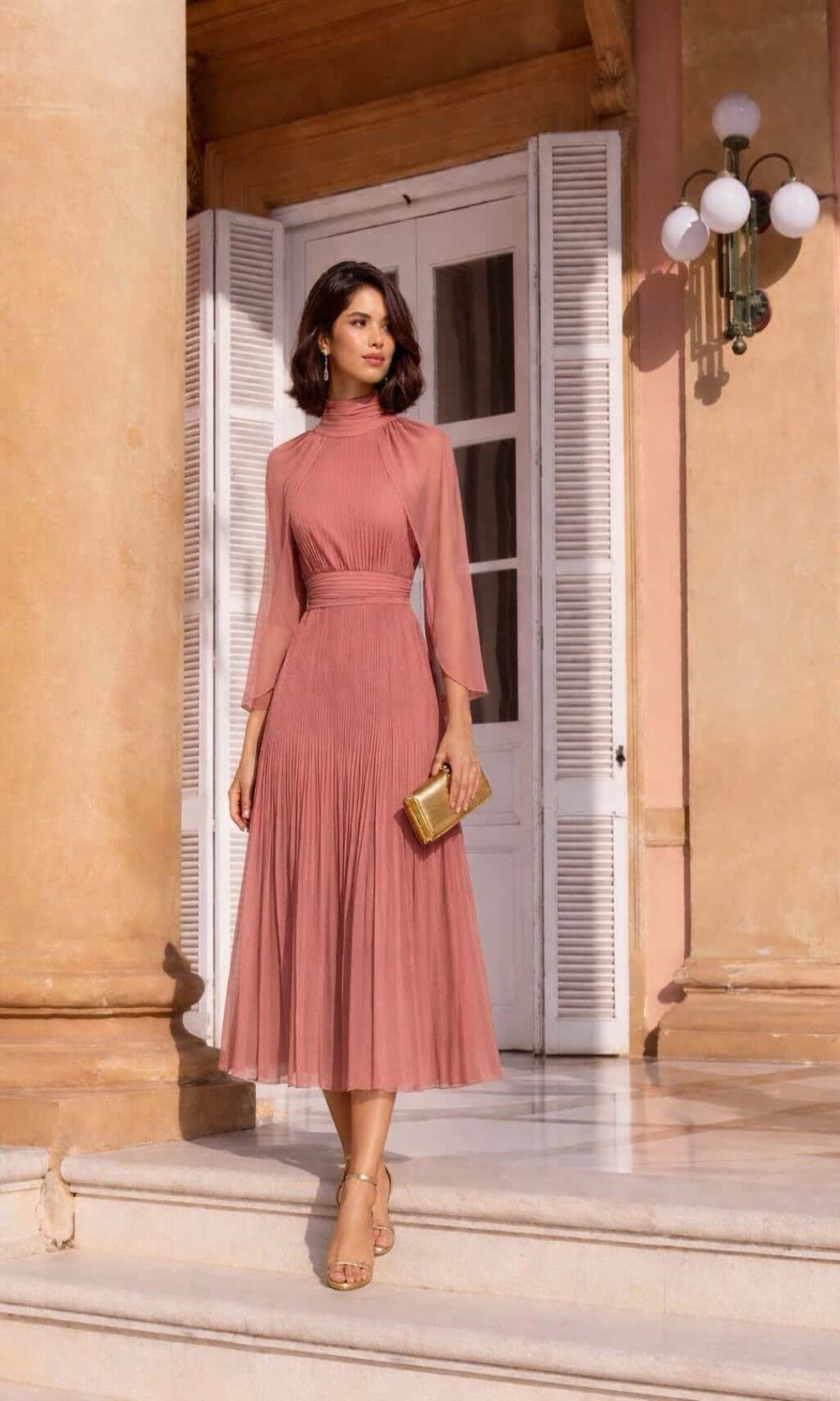 Vestido  capa plisado