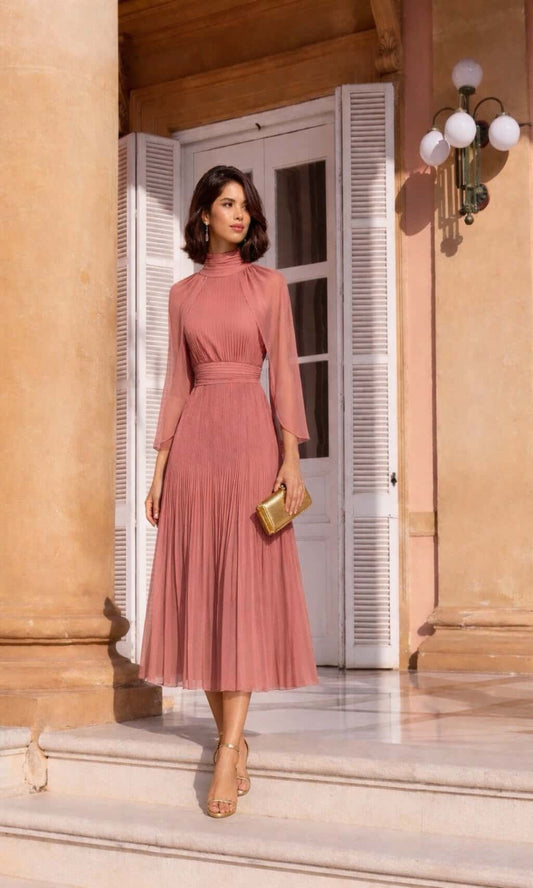 Vestido  capa plisado