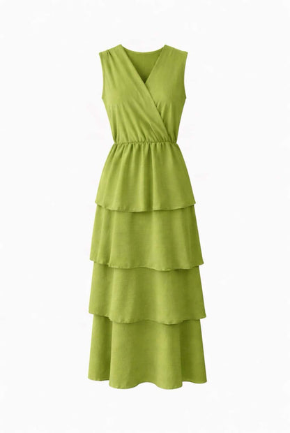 Vestido midi volantes