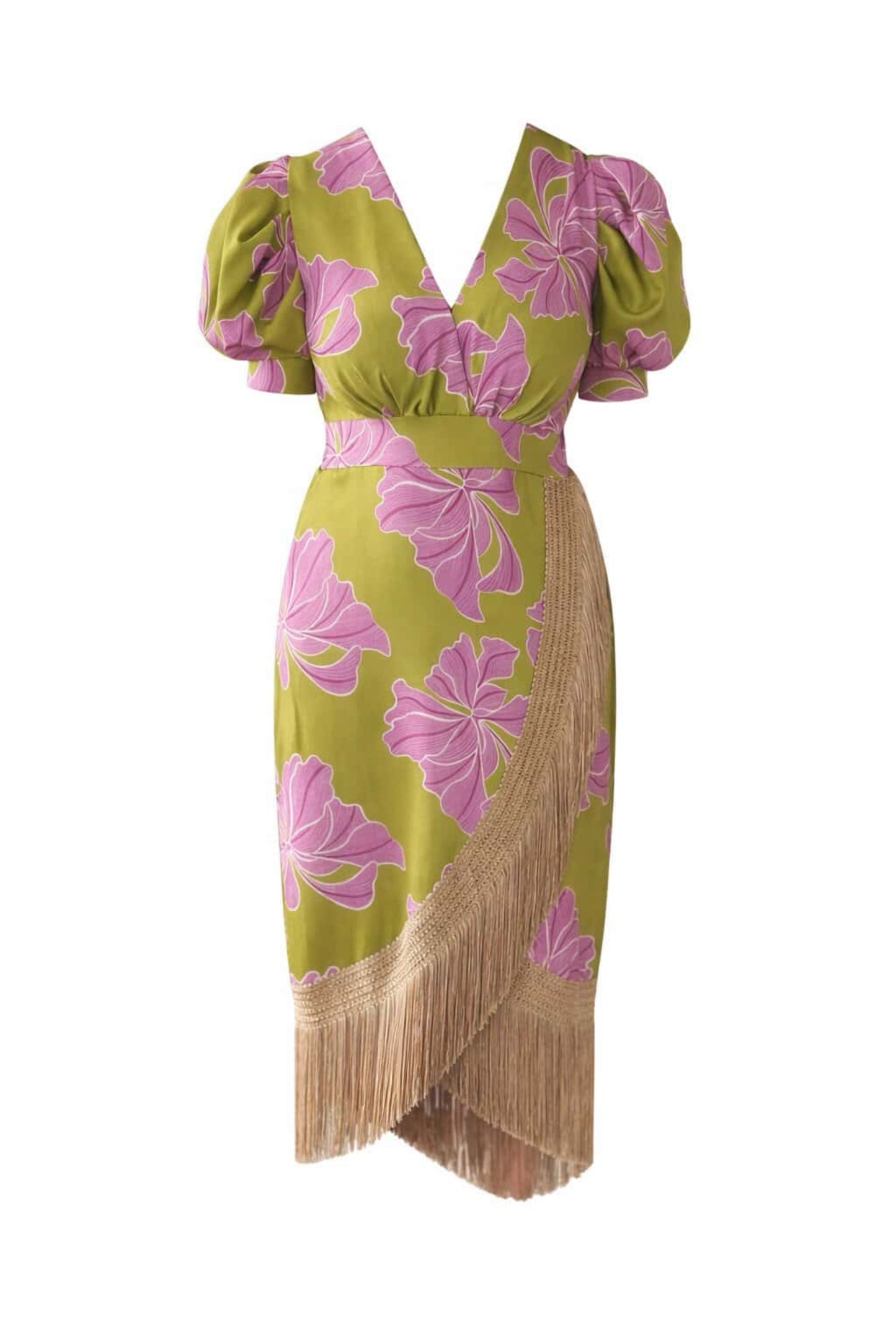 Vestido estampado flecos