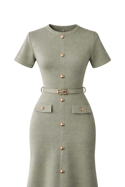 Vestido punto con cinturón