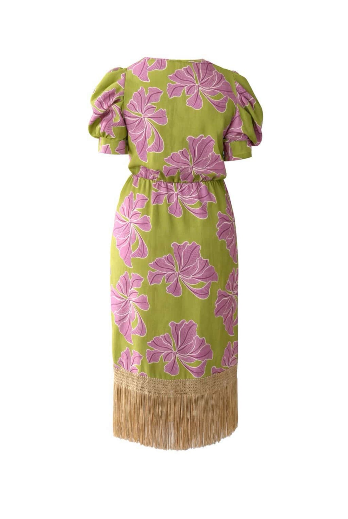 Vestido estampado flecos
