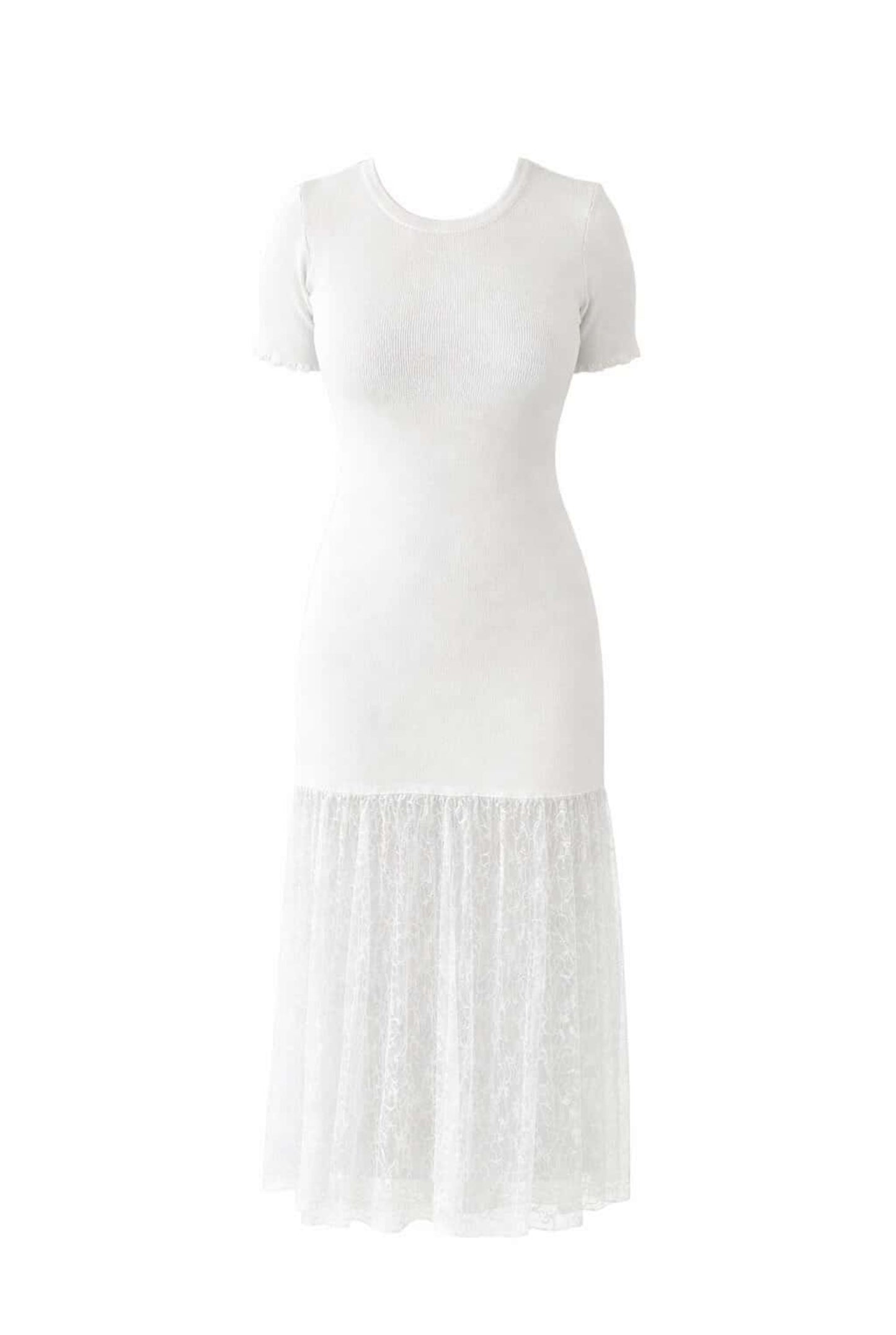 Vestido punto combinado encaje