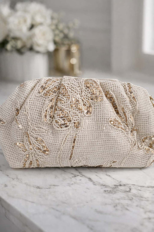 Bolso efecto rafia con lentejuelas