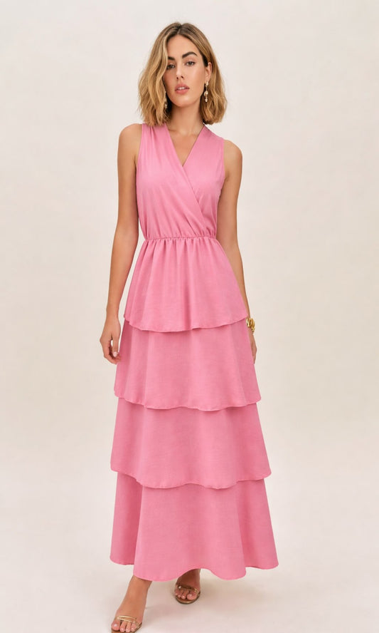 Vestido midi volantes