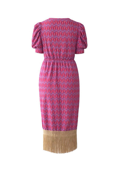 Vestido estampado flecos