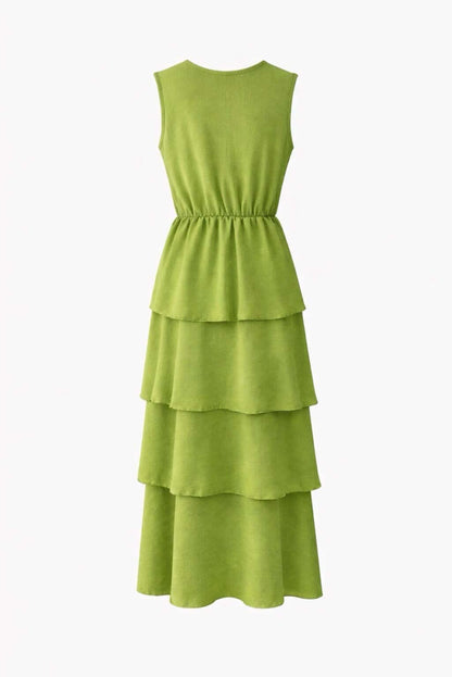 Vestido midi volantes