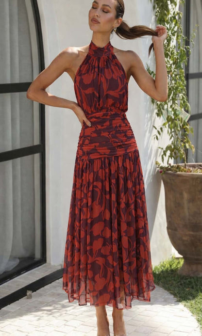 Vestido estampado halter