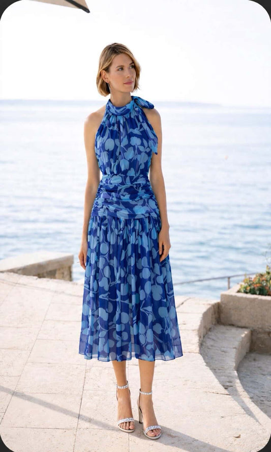 Vestido estampado halter