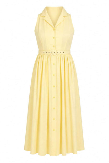 Vestido camisero con cinturón.