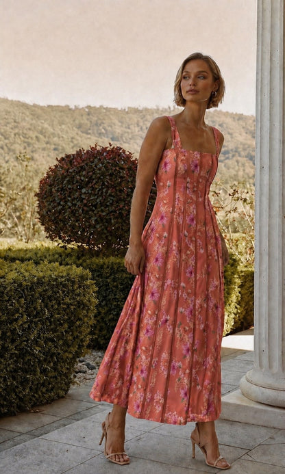 Vestido midi flores