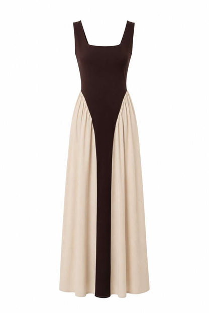 Vestido combinado largo