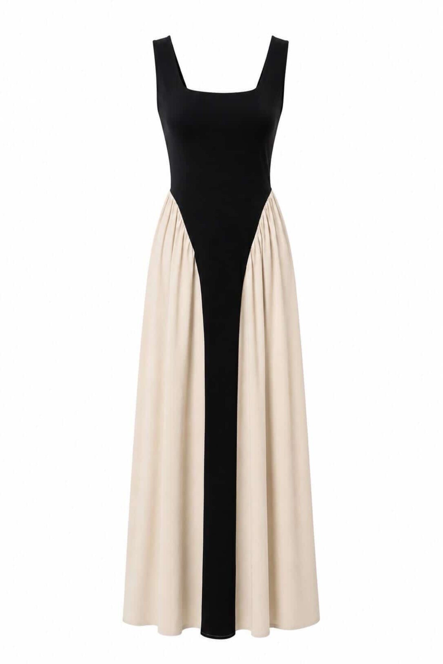 Vestido combinado largo