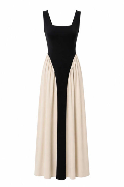 Vestido combinado largo