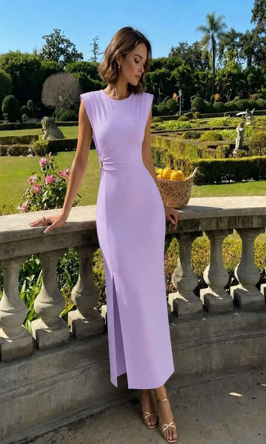 Vestido hombreras hebilla