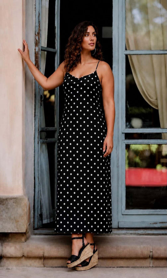 Vestido midi tirantes lunares