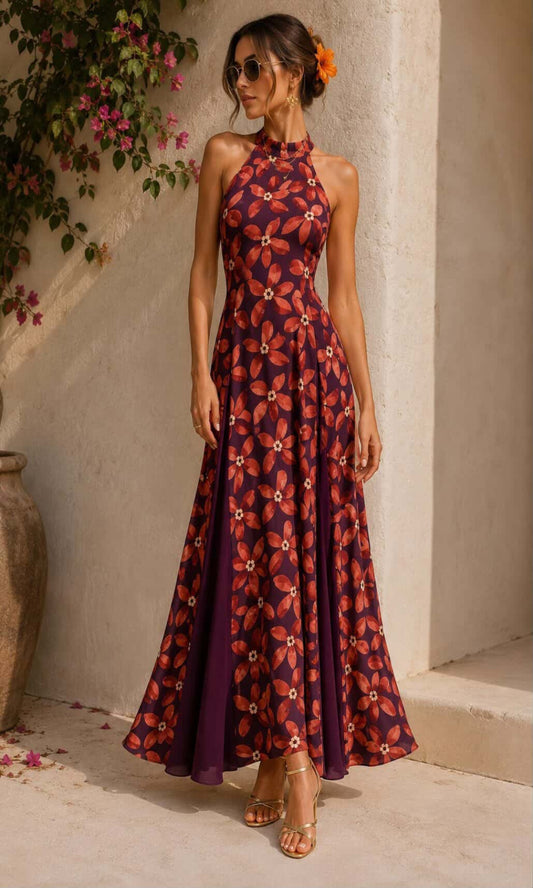 Vestido halter vuelo