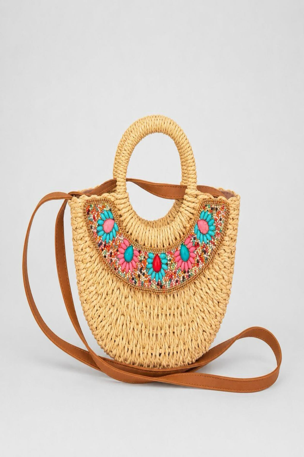 Bolso rafia abalorios
