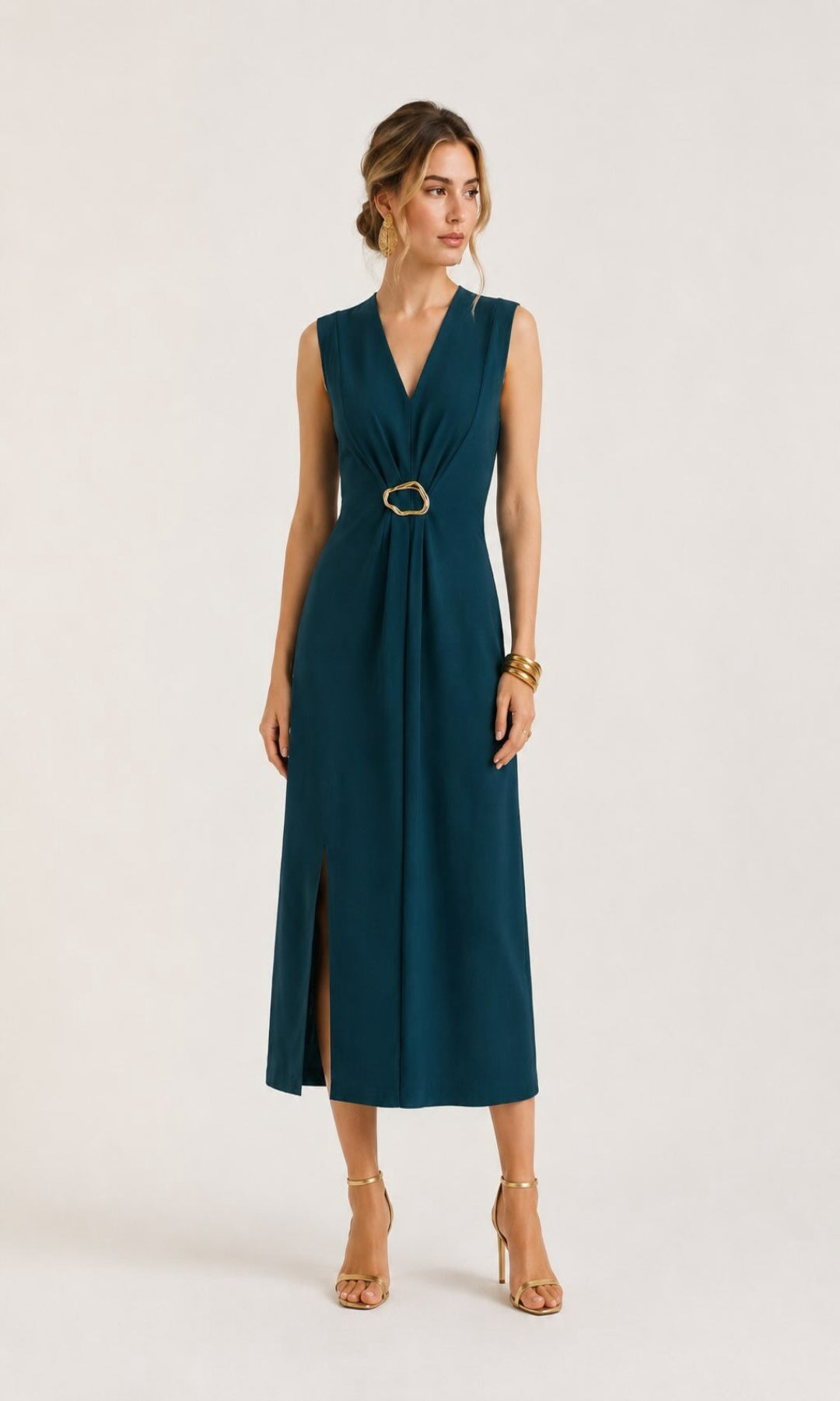 Vestido midi hebilla