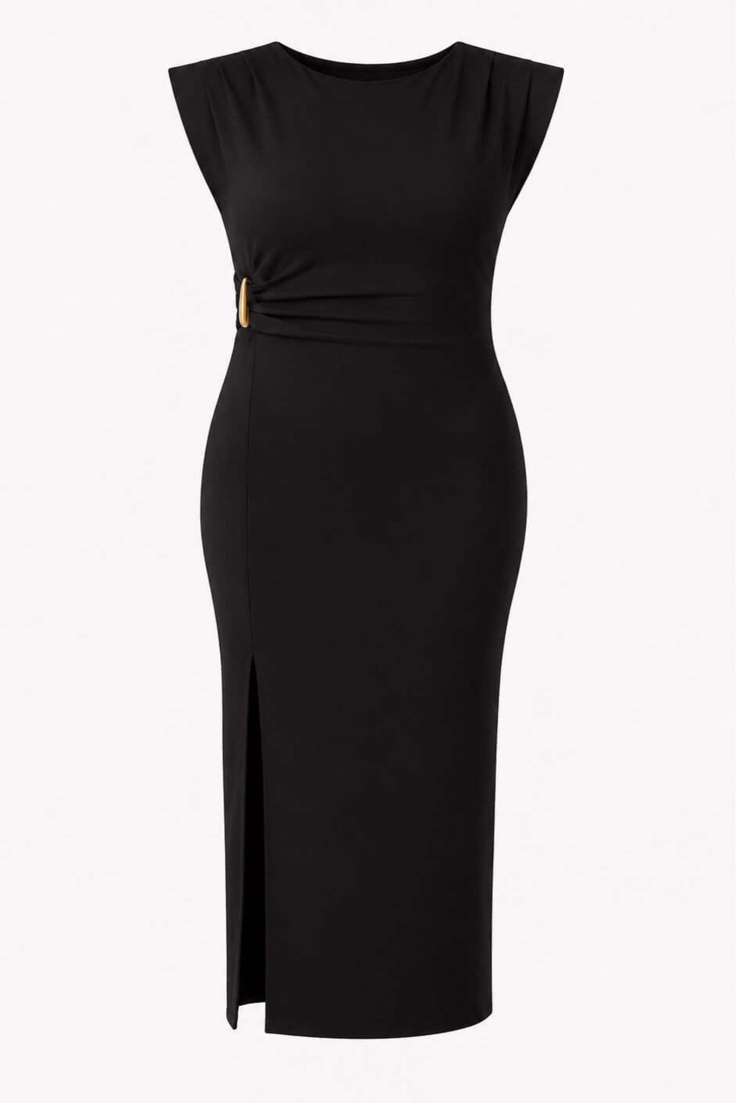 Vestido hombreras hebilla