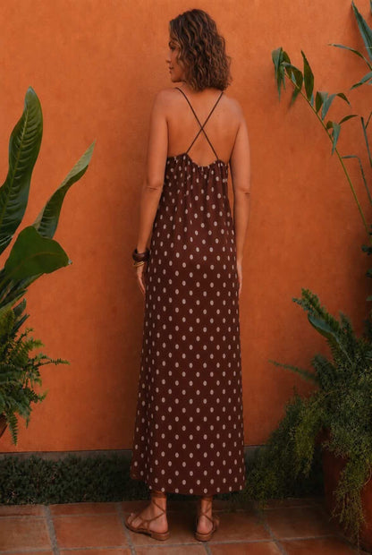 Vestido midi tirantes lunares