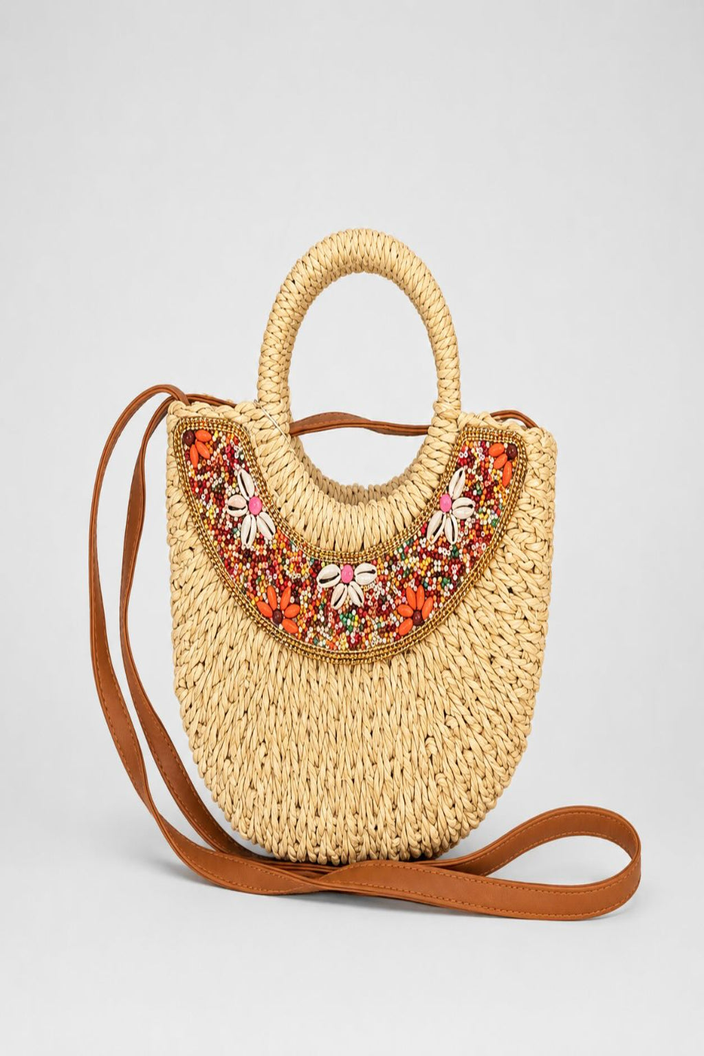 Bolso rafia abalorios
