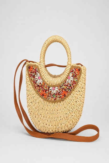 Bolso rafia abalorios