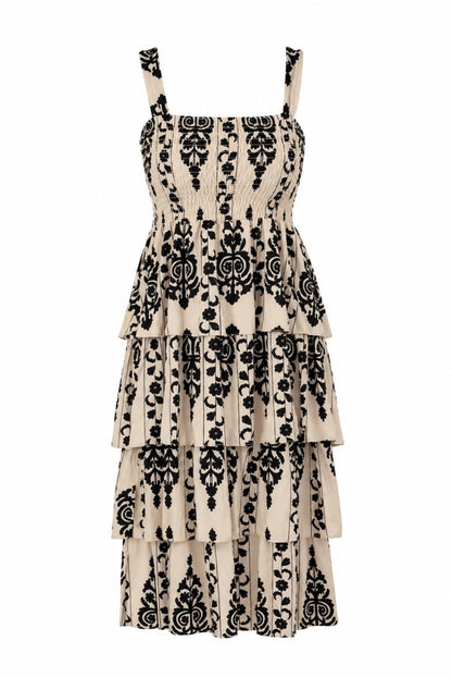 Vestido estampado volantes