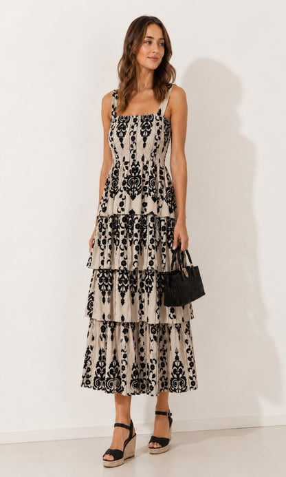 Vestido estampado volantes