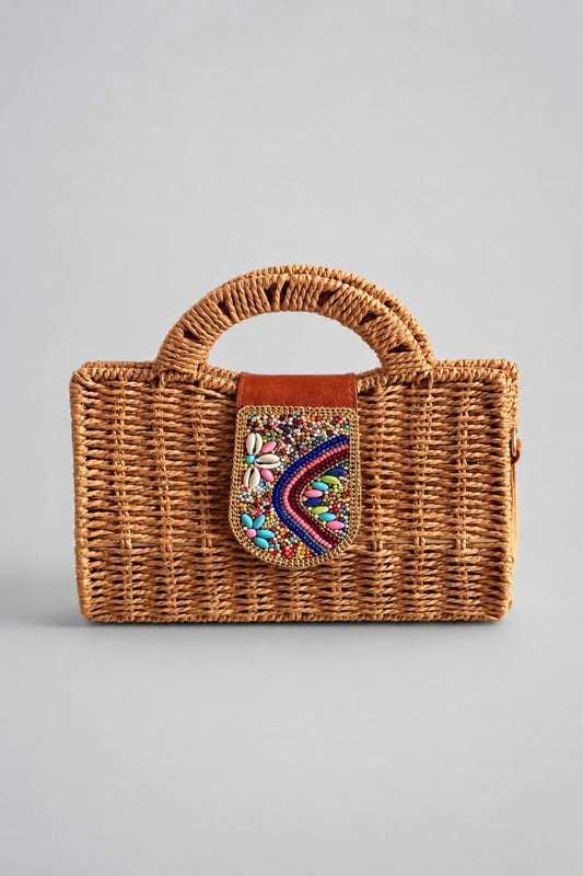 Bolso de mano efecto rafia