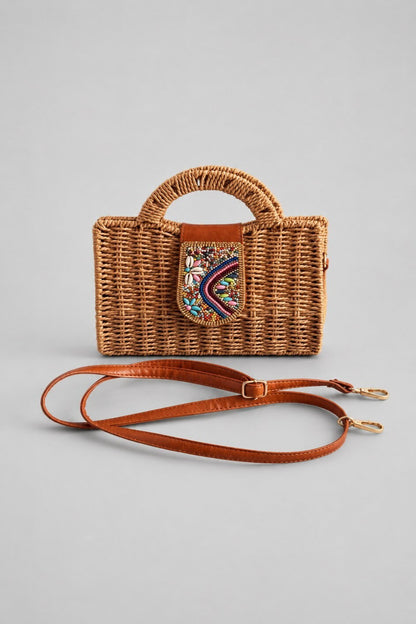 Bolso de mano efecto rafia