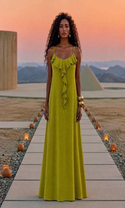 Vestido largo volantes