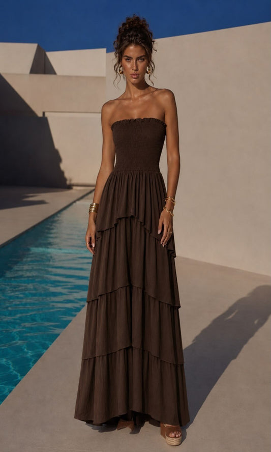 Vestido largo capas