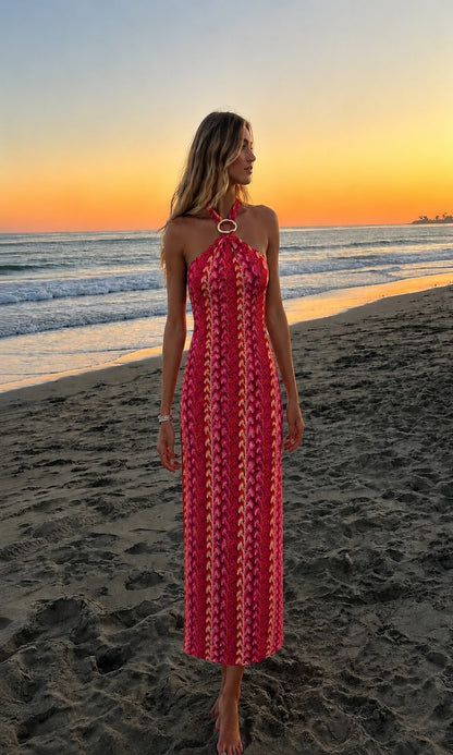 Vestido halter crochet