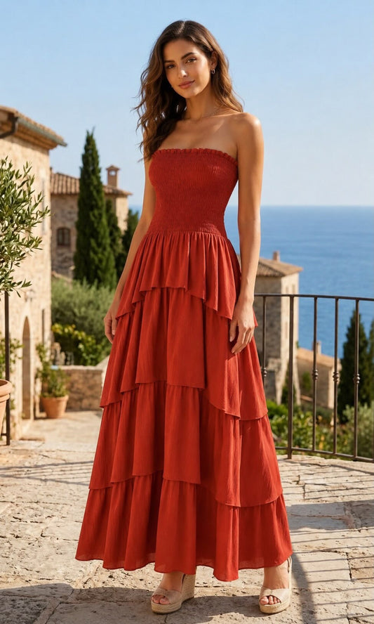 Vestido largo capas