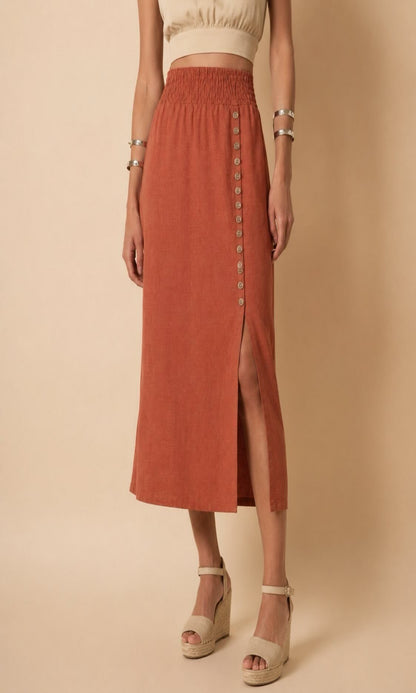 Falda midi con botones