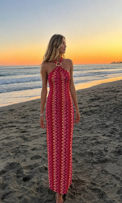 Vestido halter crochet