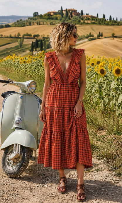 Vestido volante vichy
