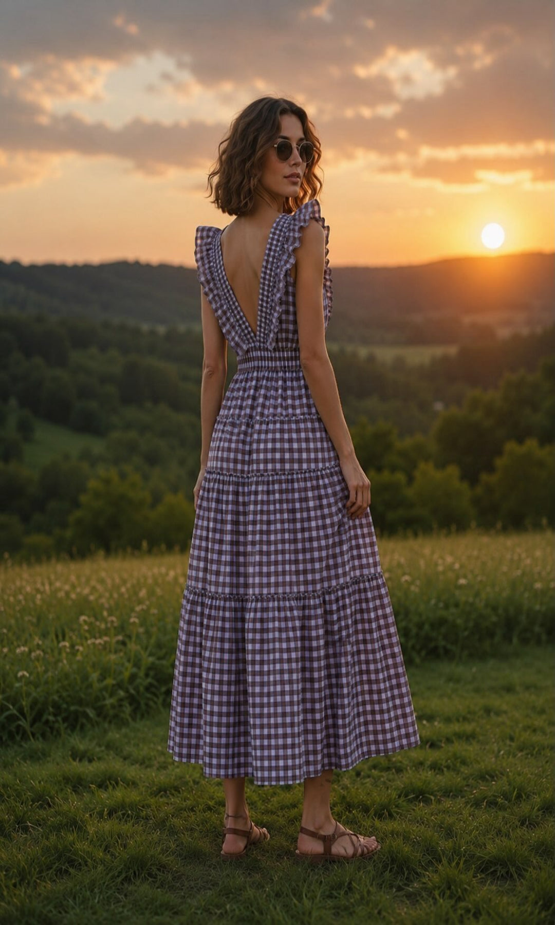 Vestido volante vichy