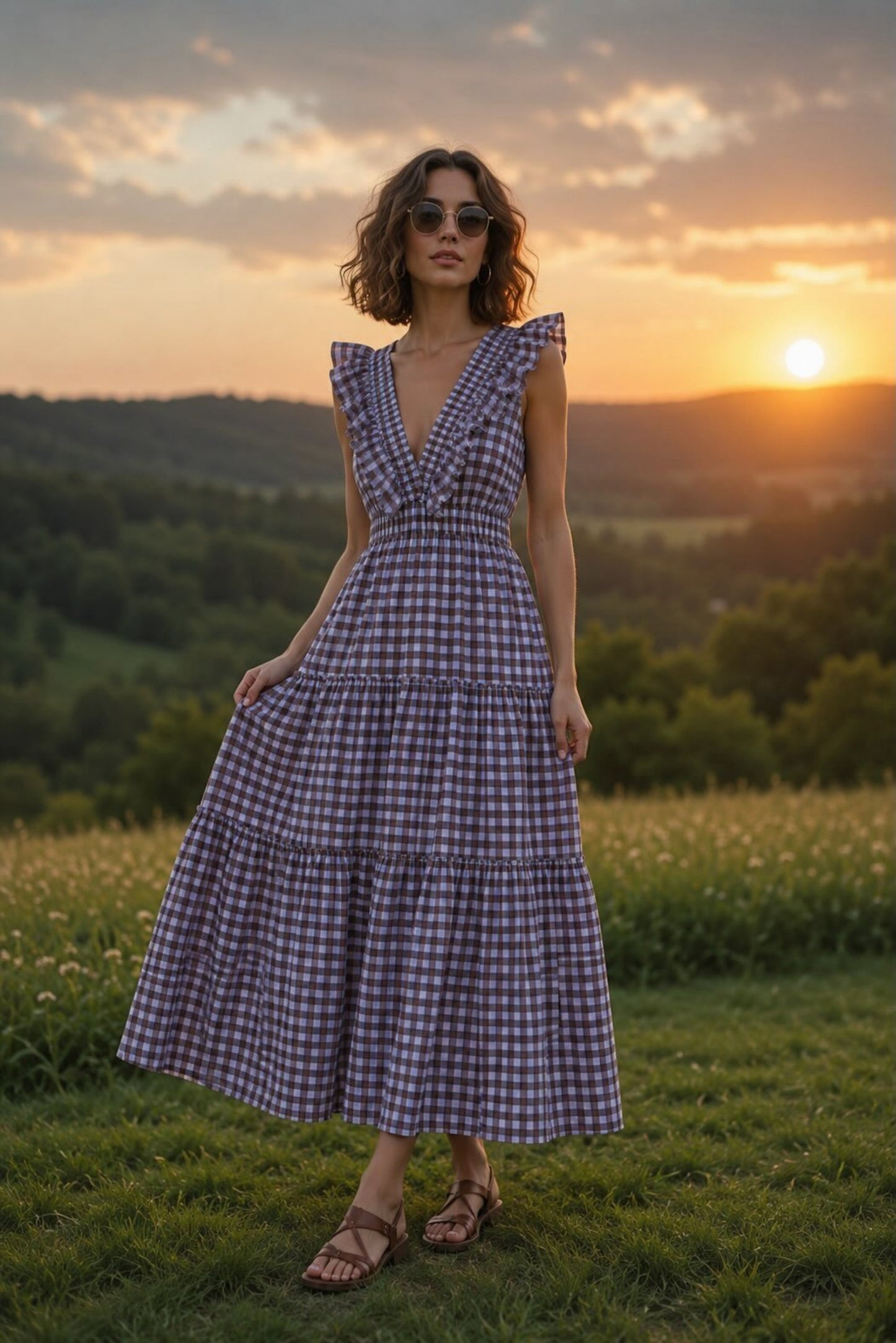 Vestido volante vichy