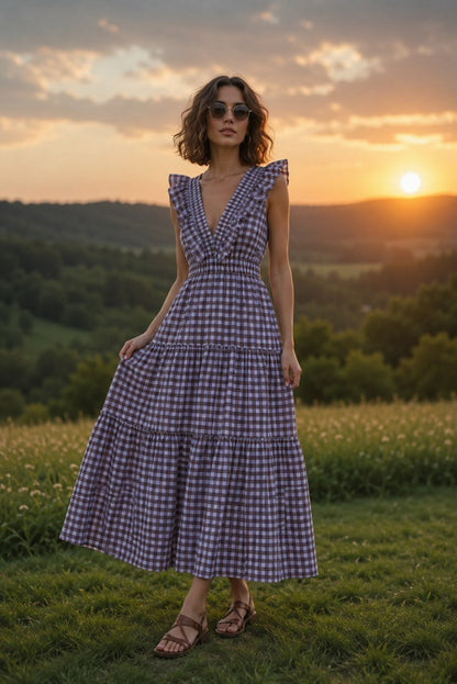 Vestido volante vichy