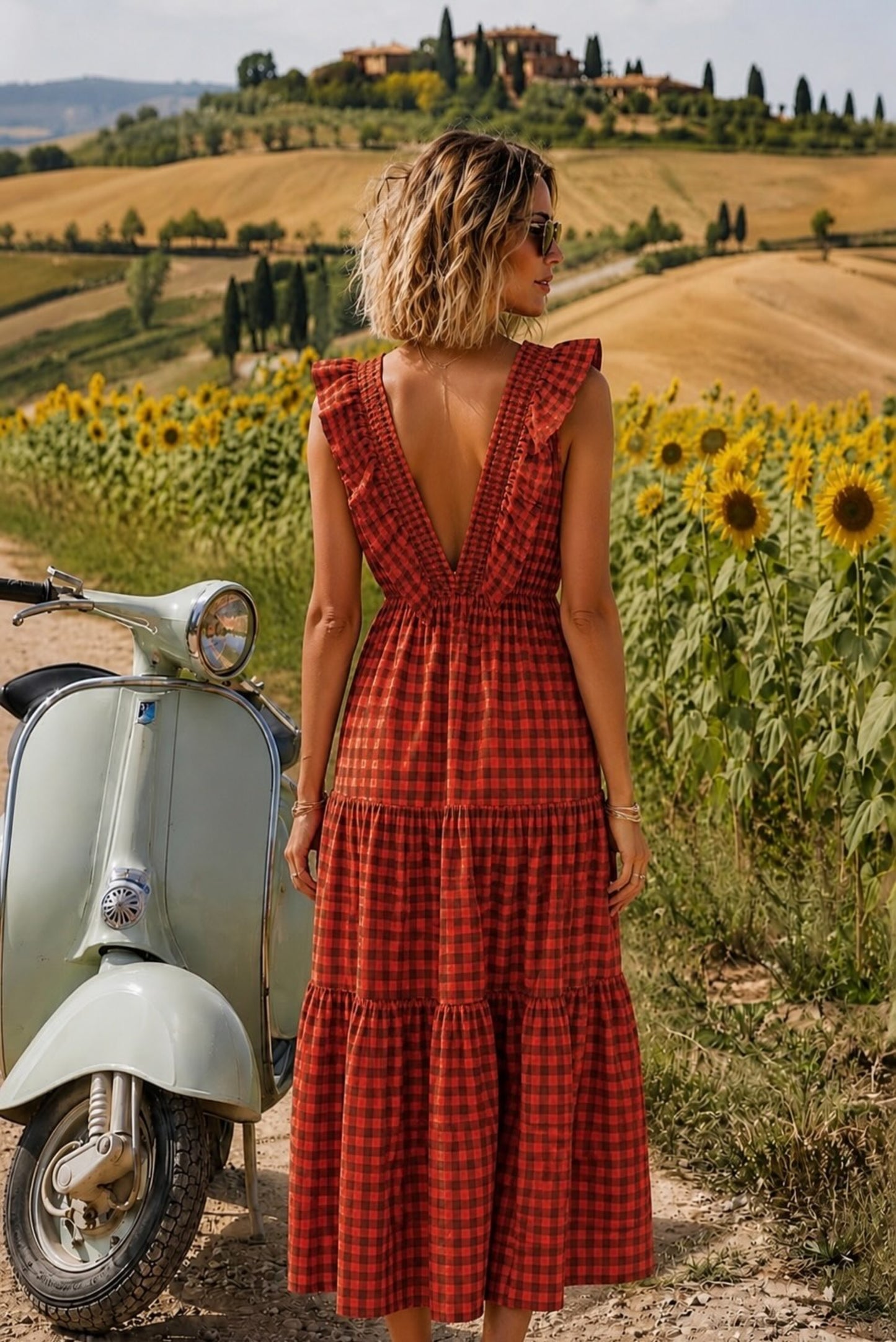 Vestido volante vichy