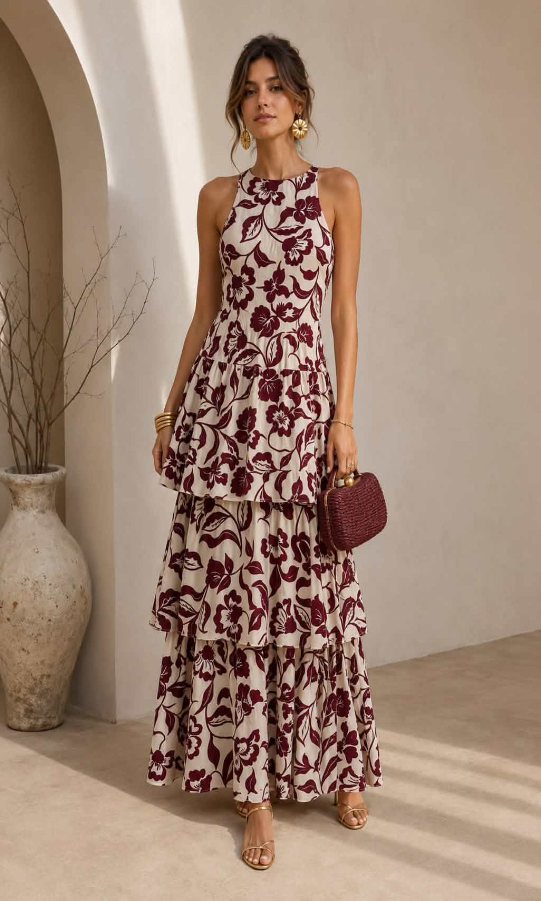 Vestido largo volantes