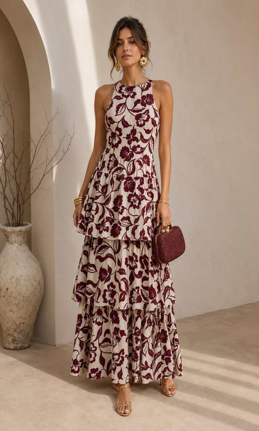 Vestido largo volantes