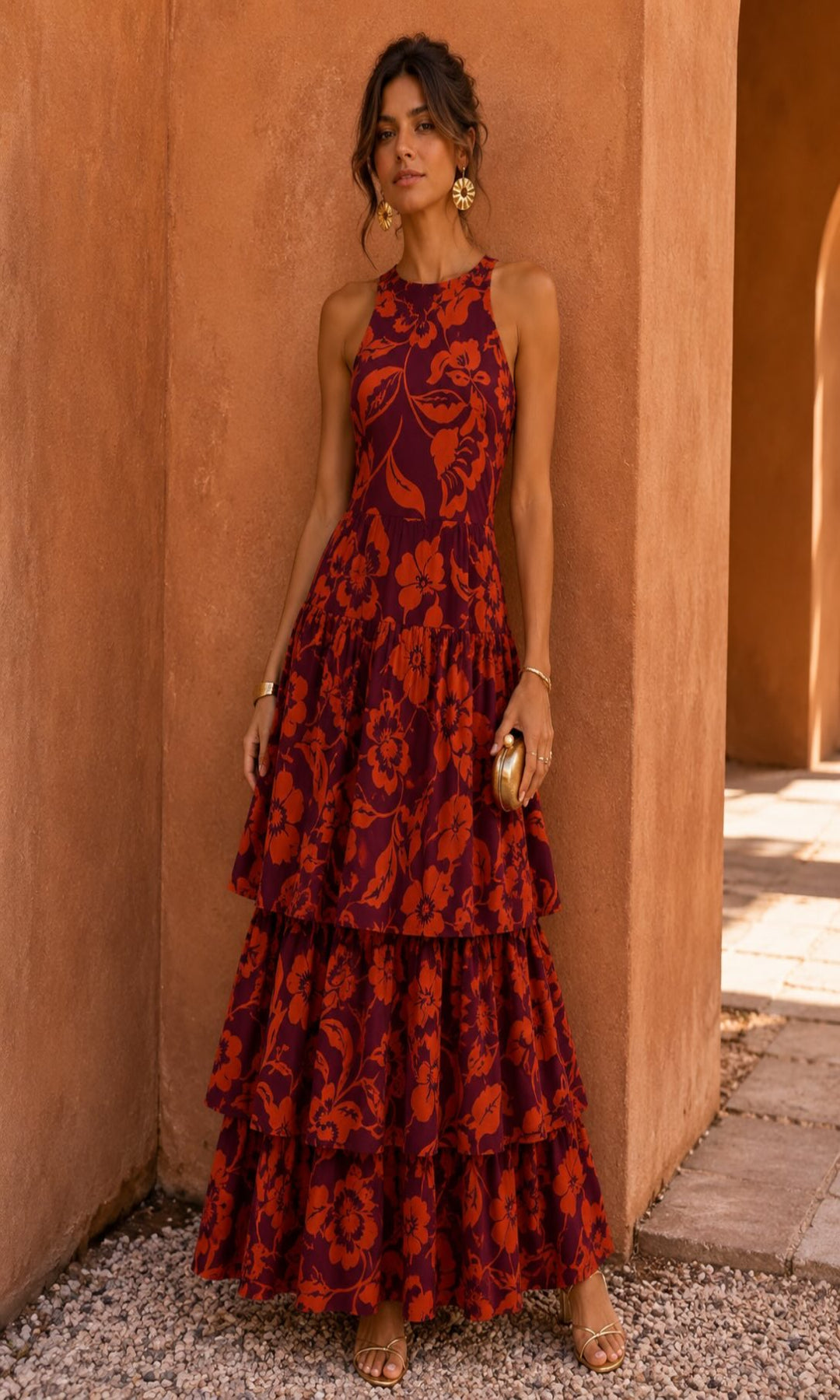 Vestido largo volantes