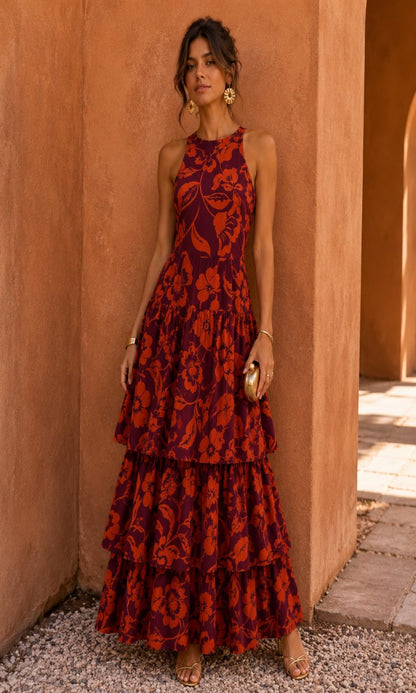 Vestido largo volantes